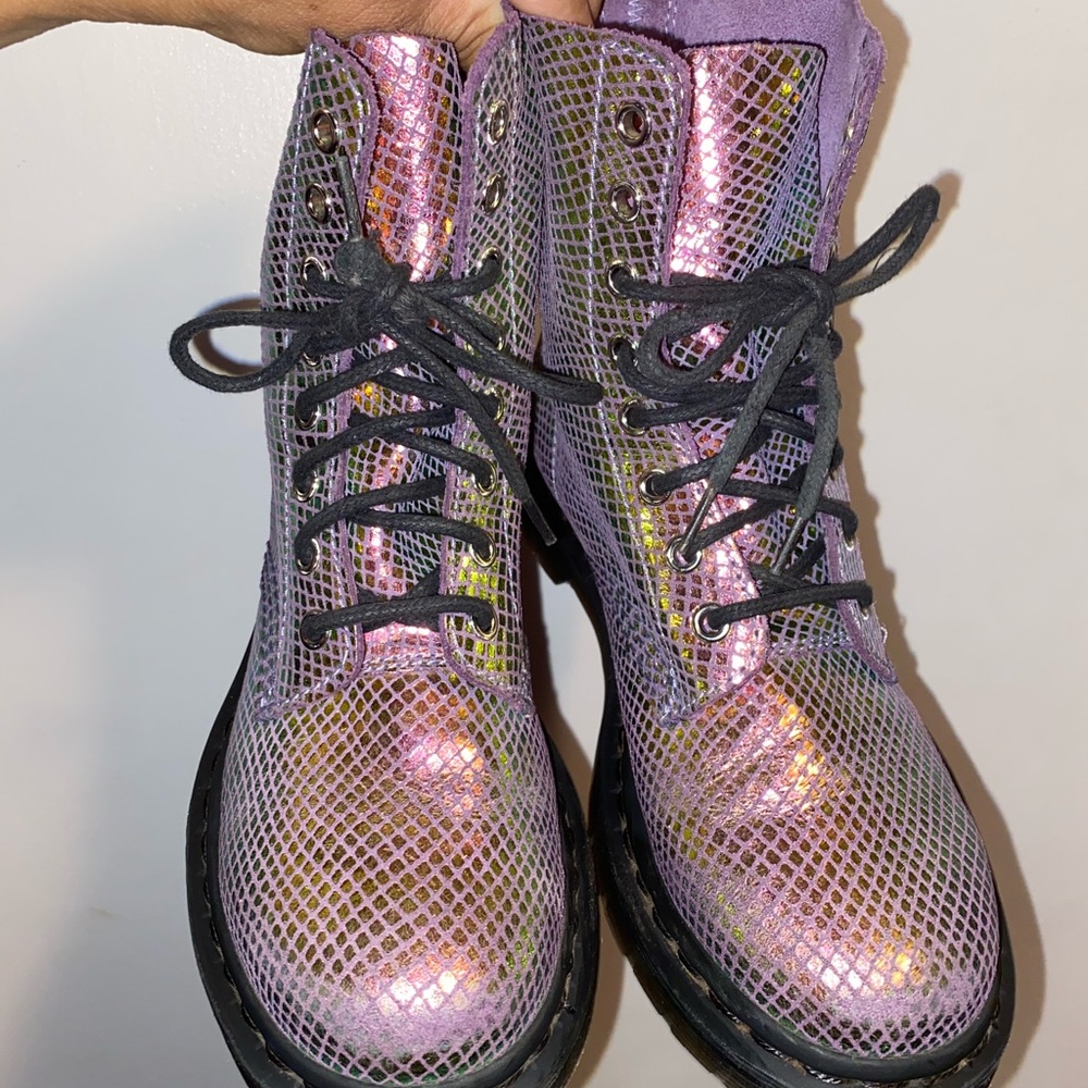 De Martens purple metallic boots